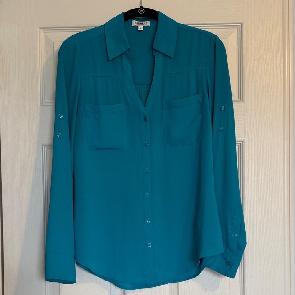 Express Turquoise Button-Down Shirt